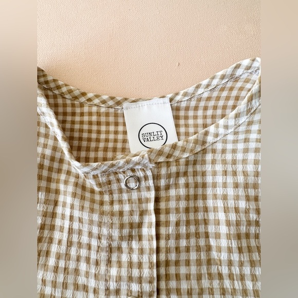 NWT - Handmade Button Down Sleeveless Top/Vest - Tan & Cream Gingham - Size 3-4T - Picture 2 of 6